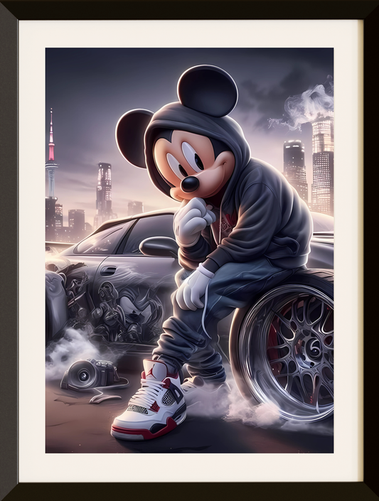 POSTER MICKY MOUSE CAR